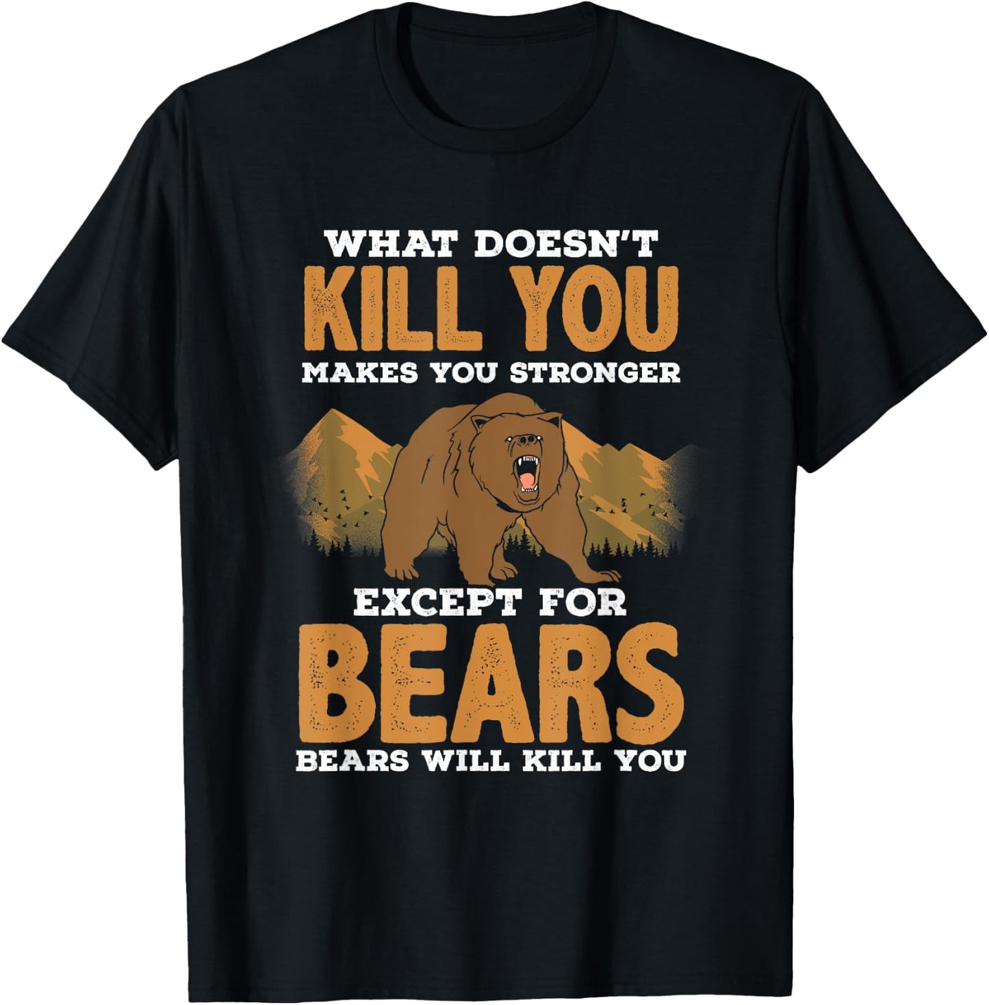 Wild Camping Hiking Walking Outdoor Pursuit Bear T-Shirt - T-Shirt | Black