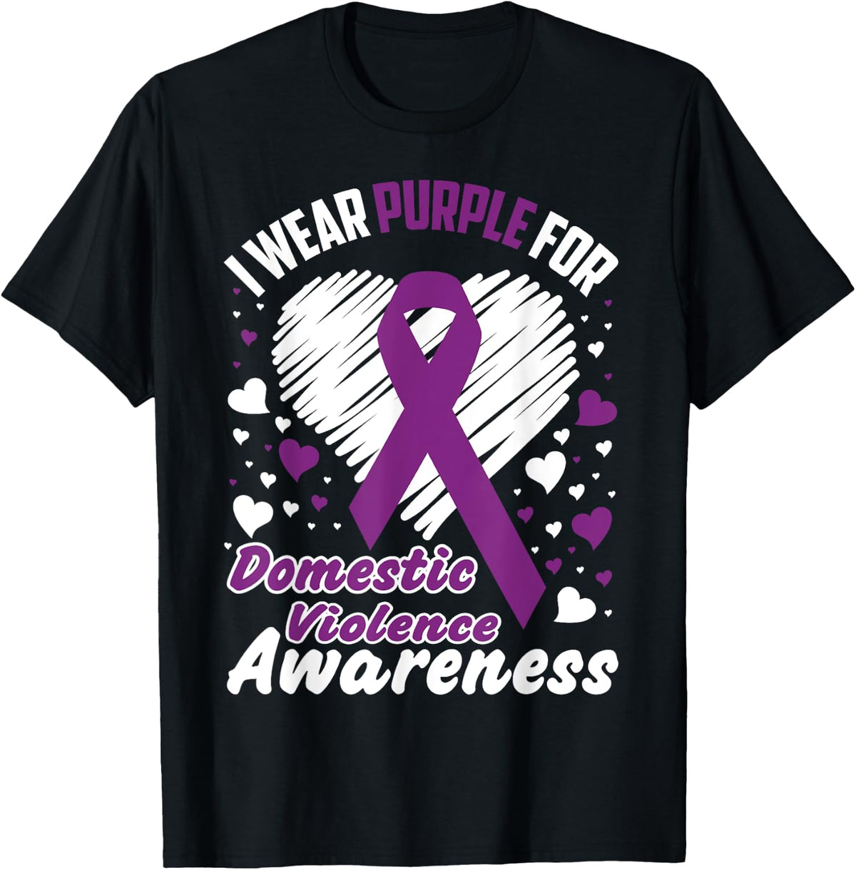 I Wear Purple For Domestic Violence Awareness Shirt T-Shirt - T-Shirt | Black