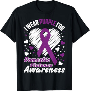 I Wear Purple For Domestic Violence Awareness Shirt T-Shirt - T-Shirt | Black