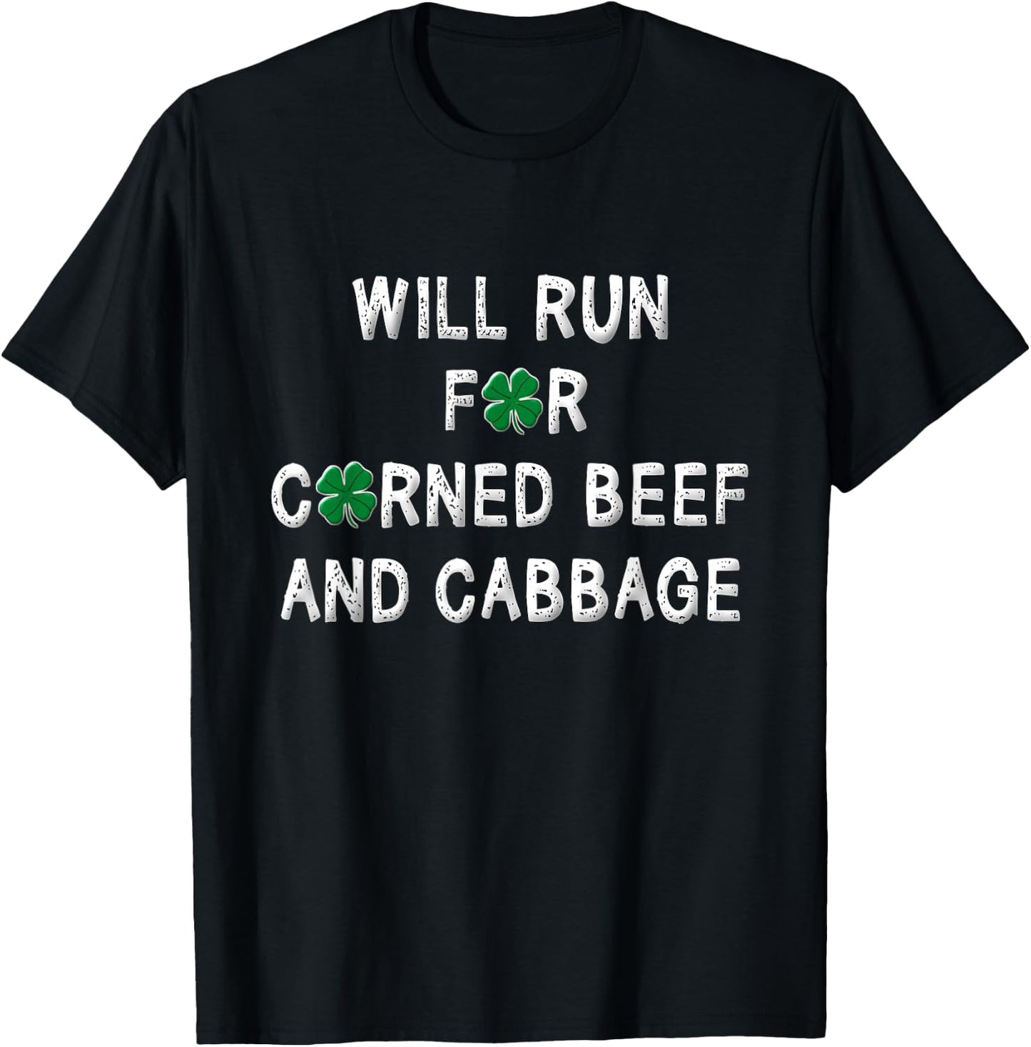 St Patricks Day Running Race Corned Beef & Cabbage Shamrock T-Shirt - T-Shirt | Black