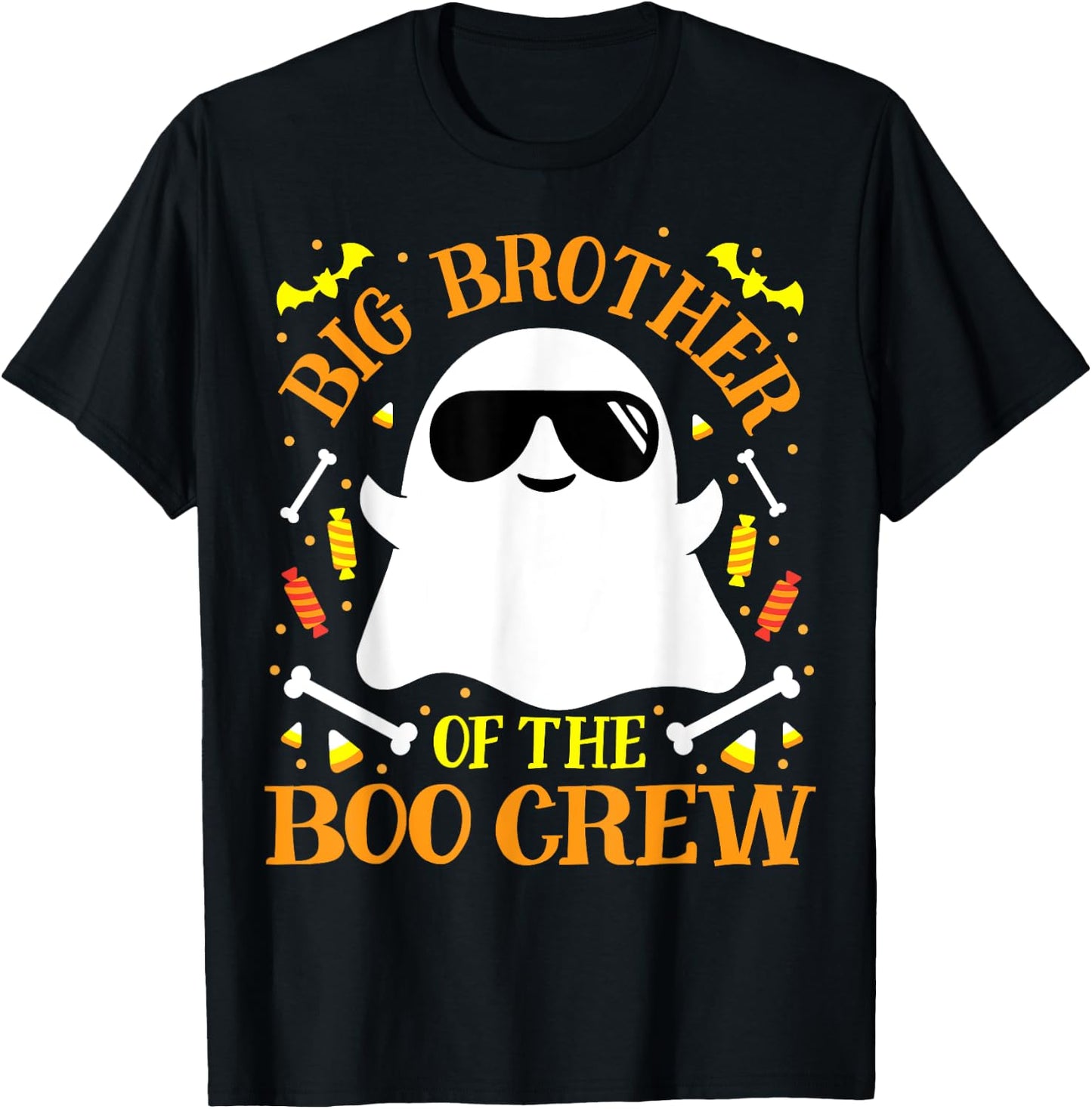 Big Brother Boo Crew Ghost Matching Family Set Boy Halloween T-Shirt - T-Shirt | Black