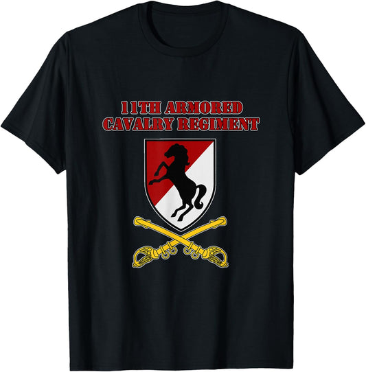 Griffin's Goodies Military Designs - 11th Armored Cavalry Regiment - Black - Men's Small - Short Sleeve - Classic Fit - Polyester 100% T-Shirt - T-Shirt | Black