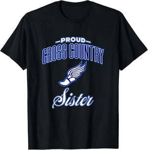 Proud Cross Country Sister Shirt & Girls T-Shirt - T-Shirt | Black