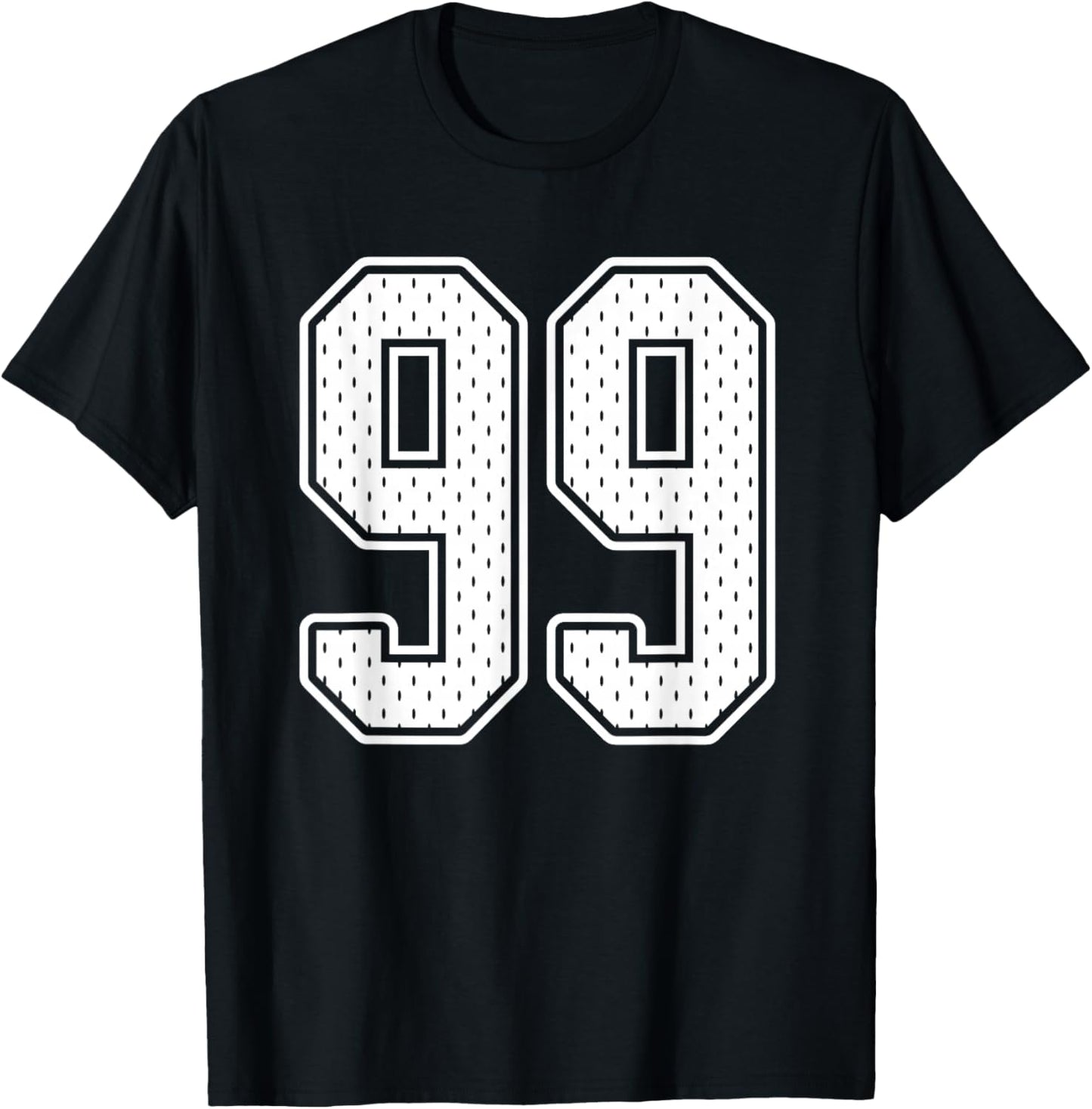 #99 White Vintage Number 99 Sports Fan Jersey Style T-Shirt - T-Shirt | Black