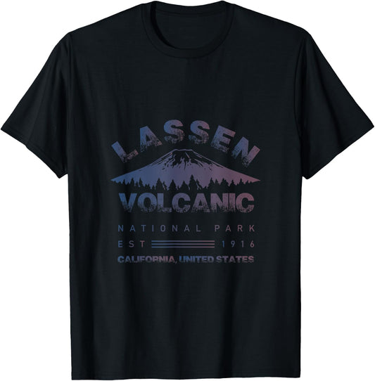 Cool Distressed Lassen Volcanic National Park T-Shirt - T-Shirt | Black