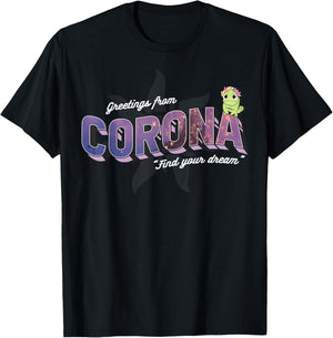Disney Tangled Pascal Greetings From Corona Logo T-Shirt - T-Shirt | Black