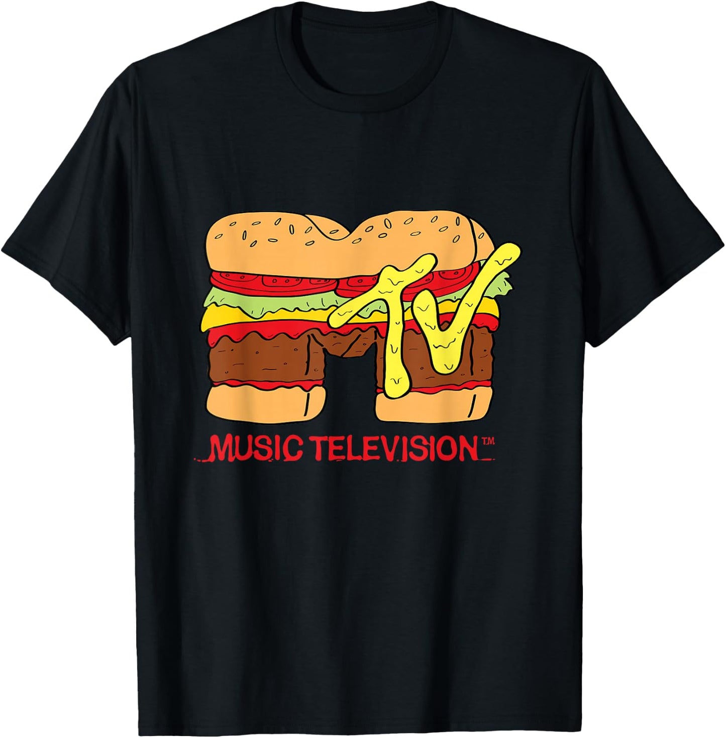 MTV Classic Logo Hamburger Design T- Shirts T-Shirt - T-Shirt | Black