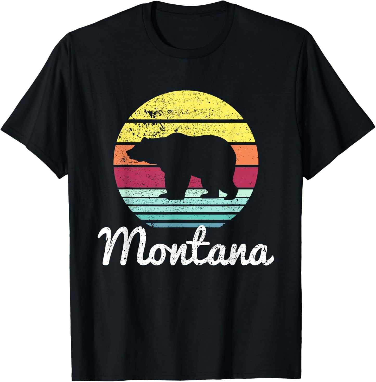 Vintage Retro MT Montana Wildlife Bear Adventure T-Shirt - T-Shirt | Black