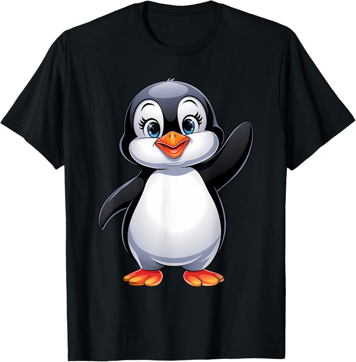 Penguin Kids Girls Boys Women T-Shirt - T-Shirt | Black