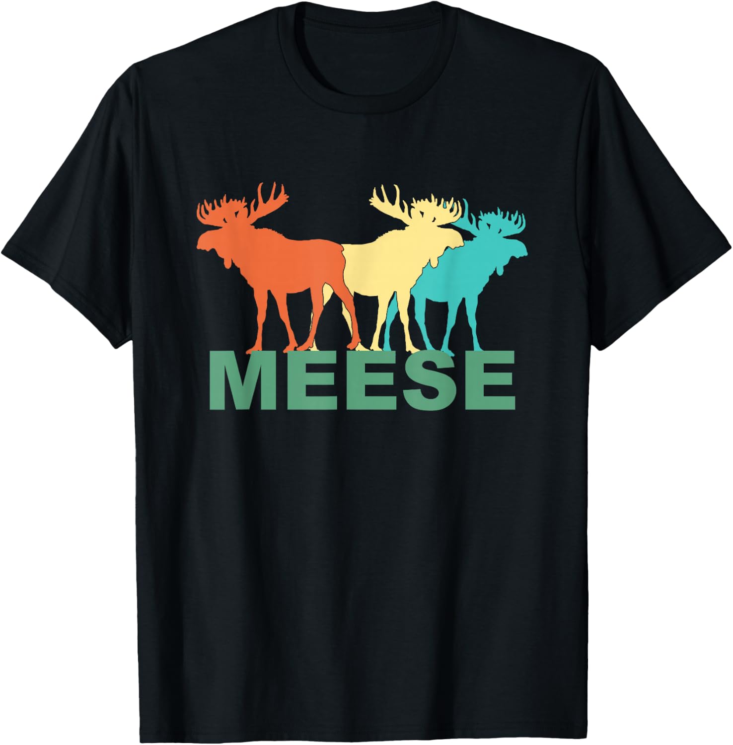 Meese Moose Antlers Wildlife T-Shirt - T-Shirt | Black