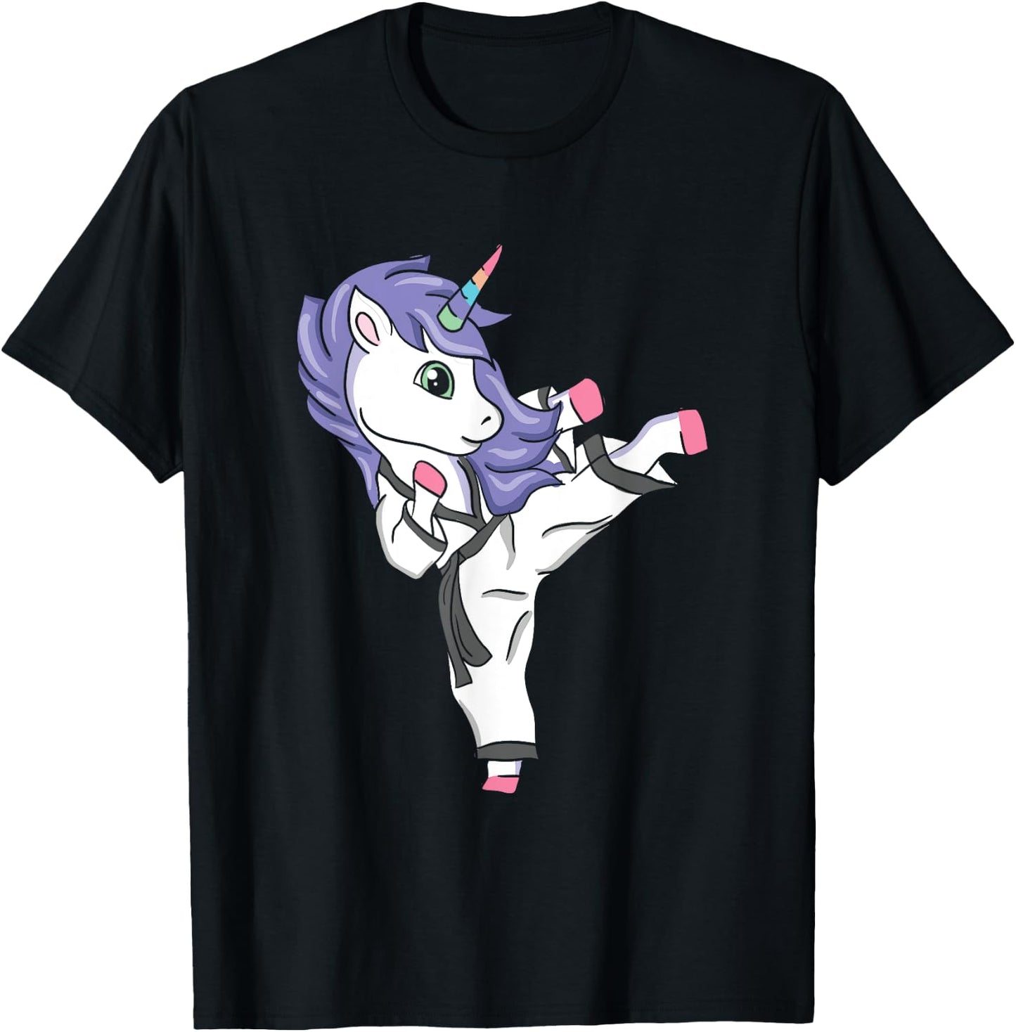 Funny Unicorn Karate Girl I Taekwondo Martial Arts T-Shirt - T-Shirt | Black