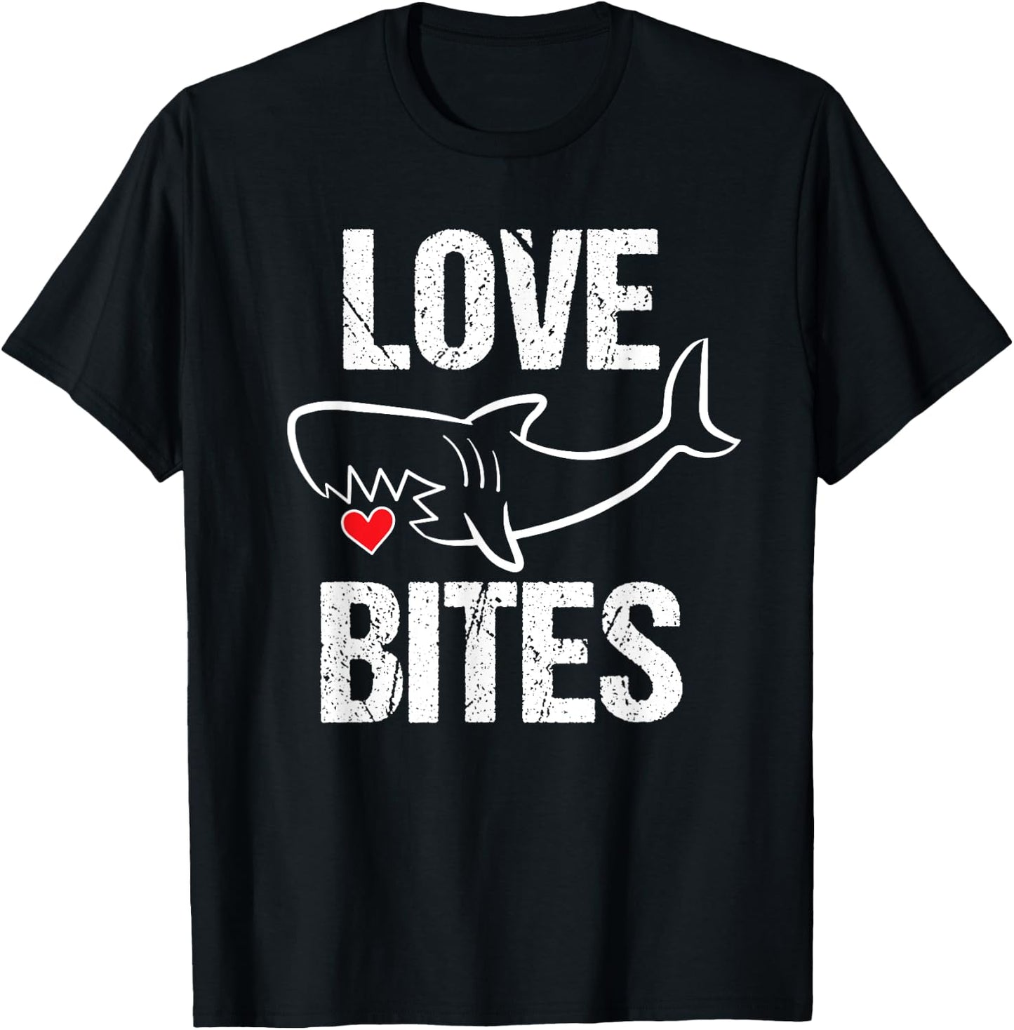 Valentines Shirt Boys Funny Shark Love Bites Quote T-Shirt - T-Shirt | Black