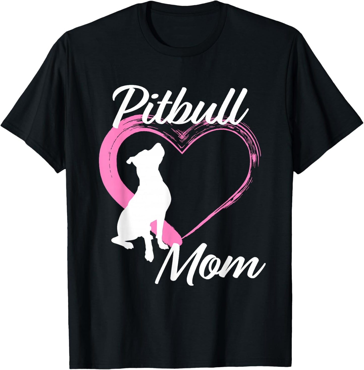 Pitbull Gifts for Pitbull Lovers Cute Pitbull Mom Pink Heart T-Shirt - T-Shirt | Black