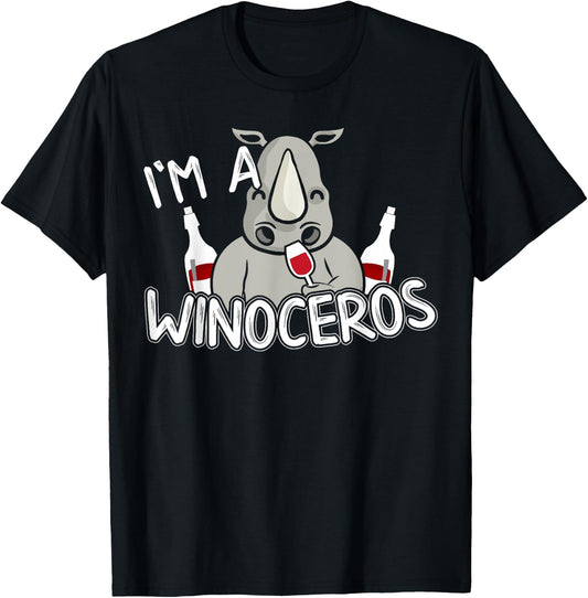 I'm A Winoceros Funny Wine Lover Rhino Gift T-Shirt - T-Shirt | Black