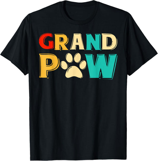 Grand Paw Dog Grandpaw Grandpa Dog Lover Vintage Gift Men Women Girls Kids T-Shirt - T-Shirt | Black