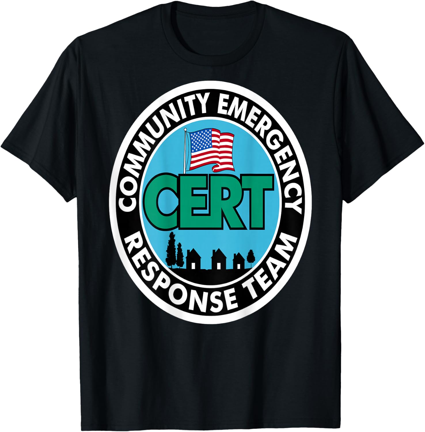 CERT Community Emergency Response Team White Back Print T-Shirt - T-Shirt | Black