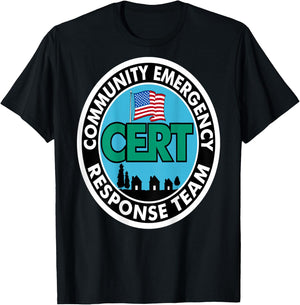 CERT Community Emergency Response Team White Back Print T-Shirt - T-Shirt | Black