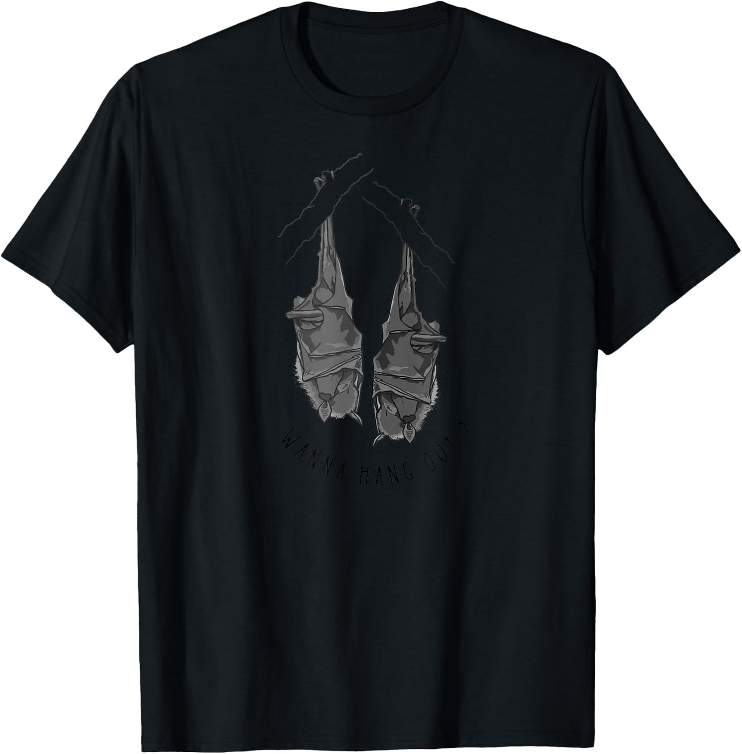 Fruit Bat "Wanna Hang Out?" for bat lovers and kids T-Shirt - T-Shirt | Black