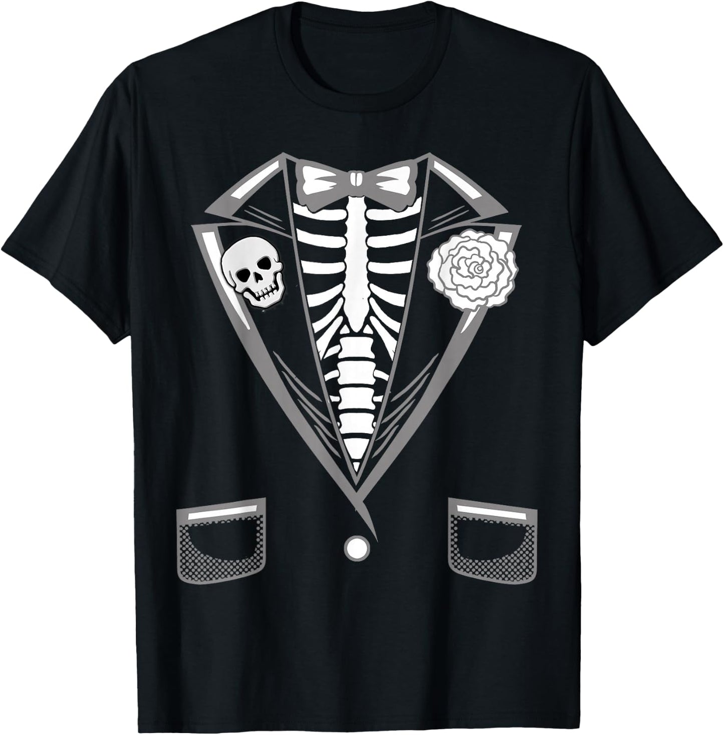 Halloween Costume Funny Skeleton Tuxedo T-Shirt - T-Shirt | Black