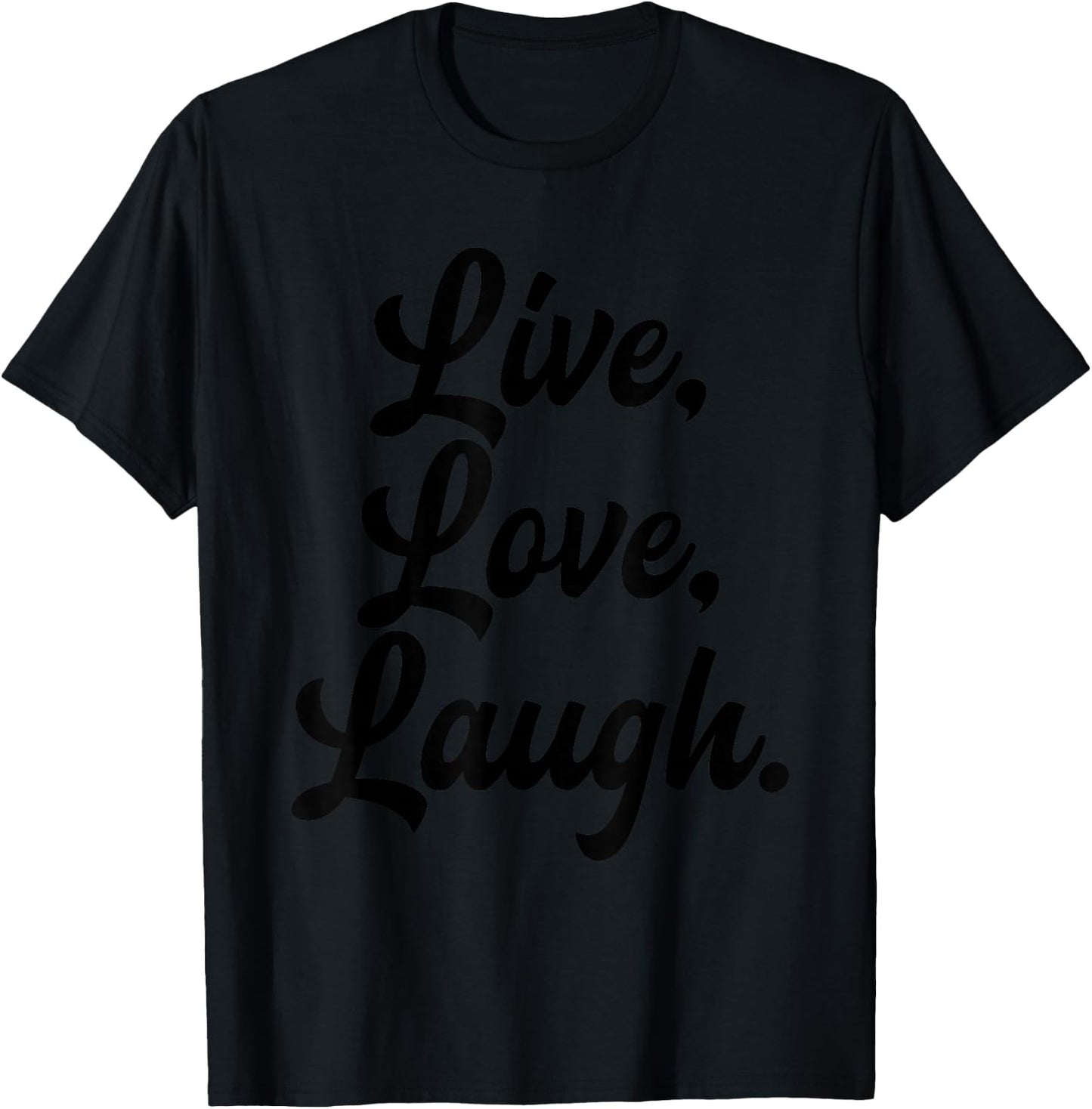 Laugh Love Live Retro Meditation Mindful Positivity Gift T-Shirt - T-Shirt | Black