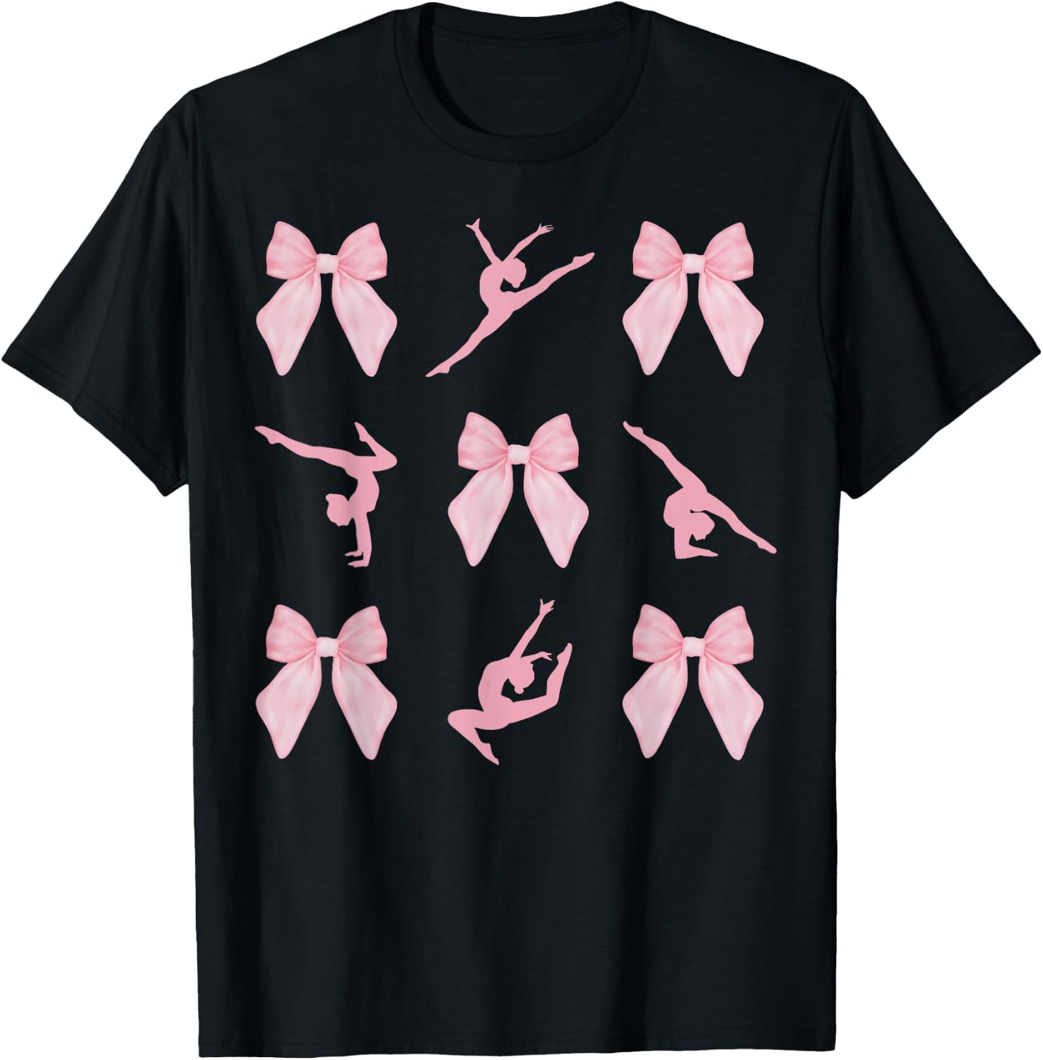 Dance Coquette Pink Bow Ballet Dancer Ballerina Girls Women T-Shirt - T-Shirt | Black