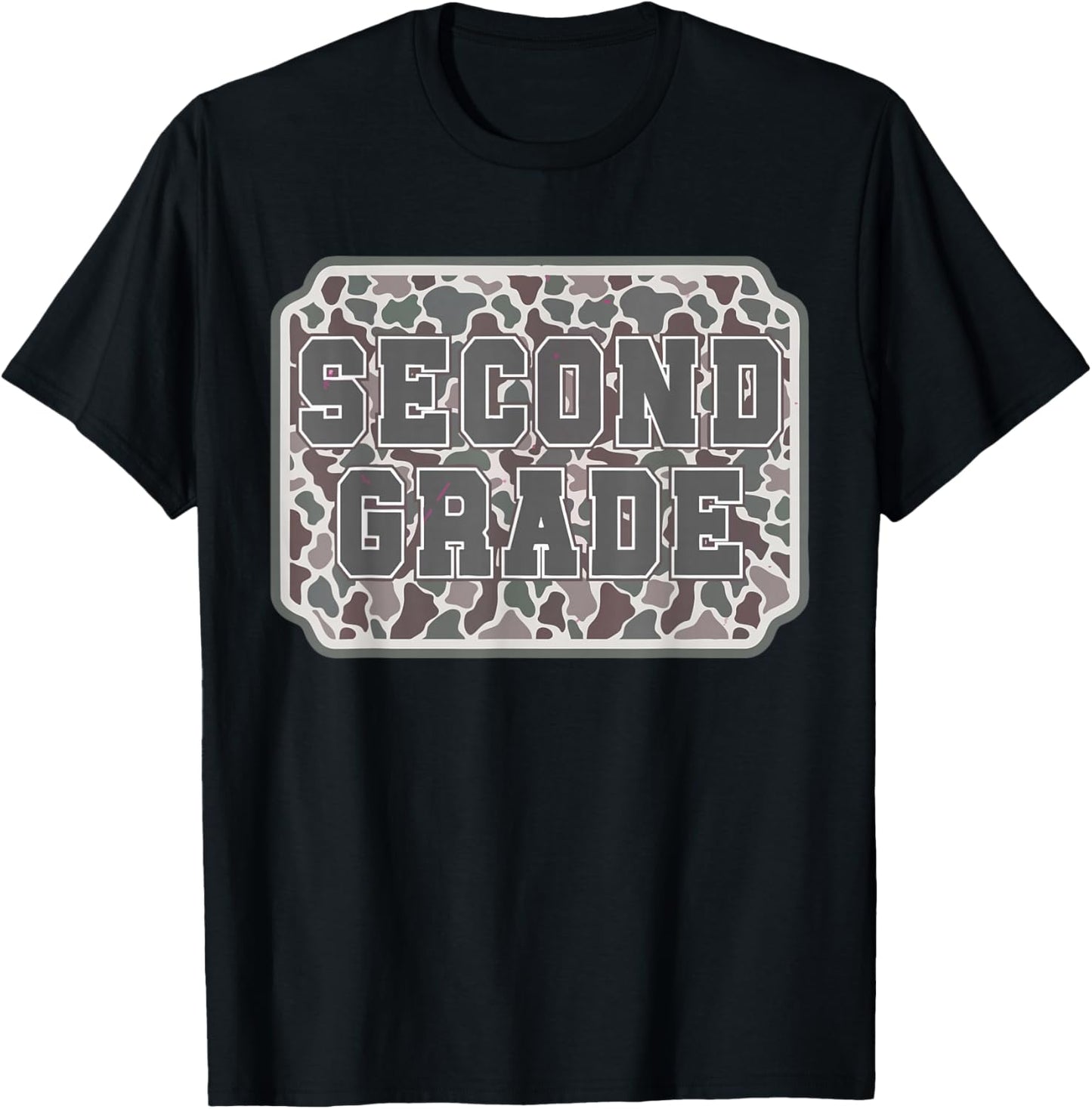 Vintage Camo Second Grade Back to School Teacher 2nd Grade T-Shirt - T-Shirt | Black