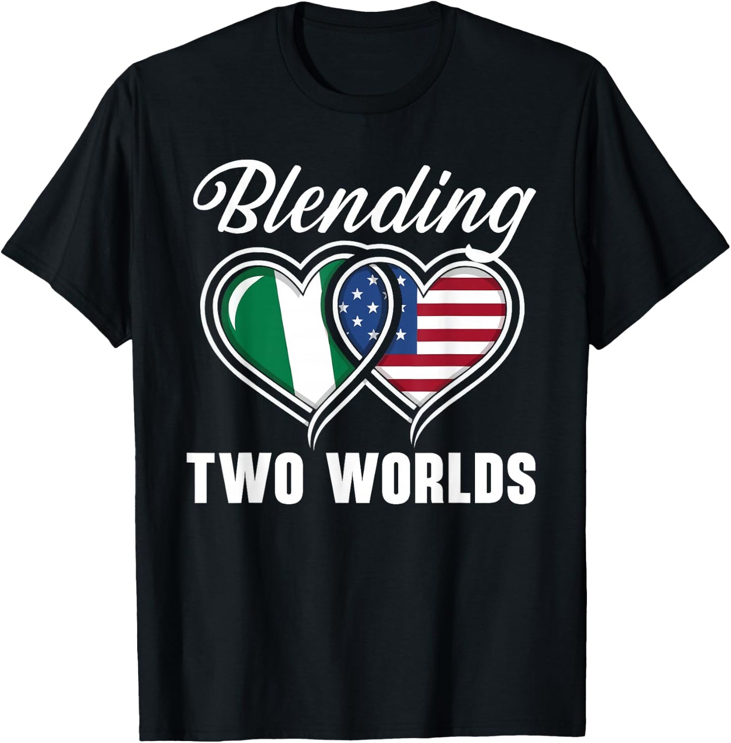 Half Nigerian Half American USA Flag Nigeria America T-Shirt - T-Shirt | Black