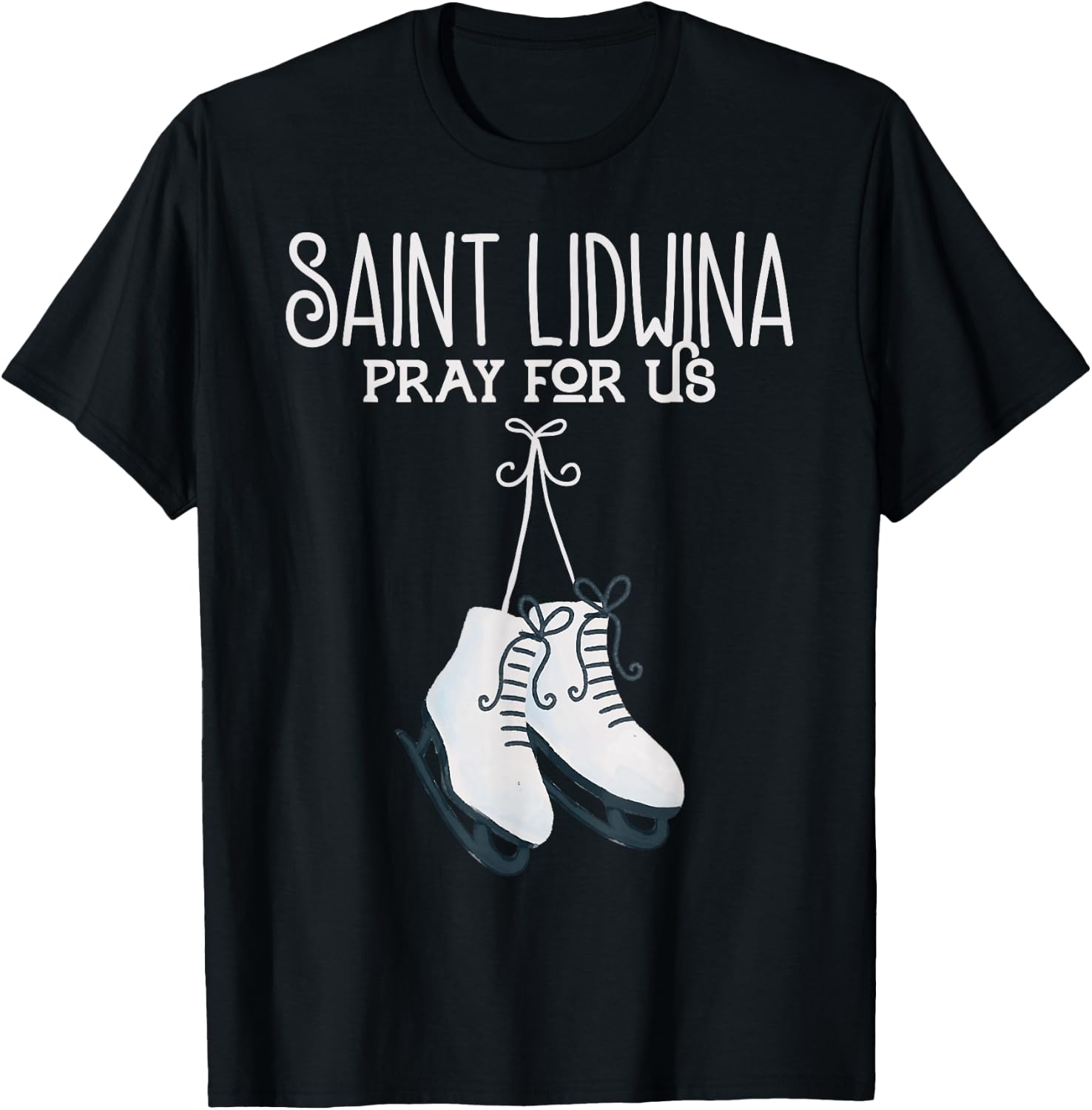 St. Lidwina Patron Saint of Ice Skating Schiedam Catholic T-Shirt - T-Shirt | Black