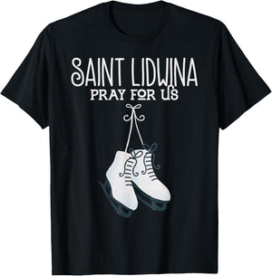 St. Lidwina Patron Saint of Ice Skating Schiedam Catholic T-Shirt - T-Shirt | Black