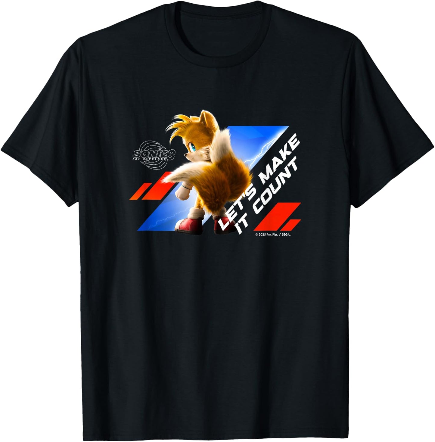 Sonic the Hedgehog 3 - Tails "Let's Make it Count" T-Shirt - T-Shirt | Black