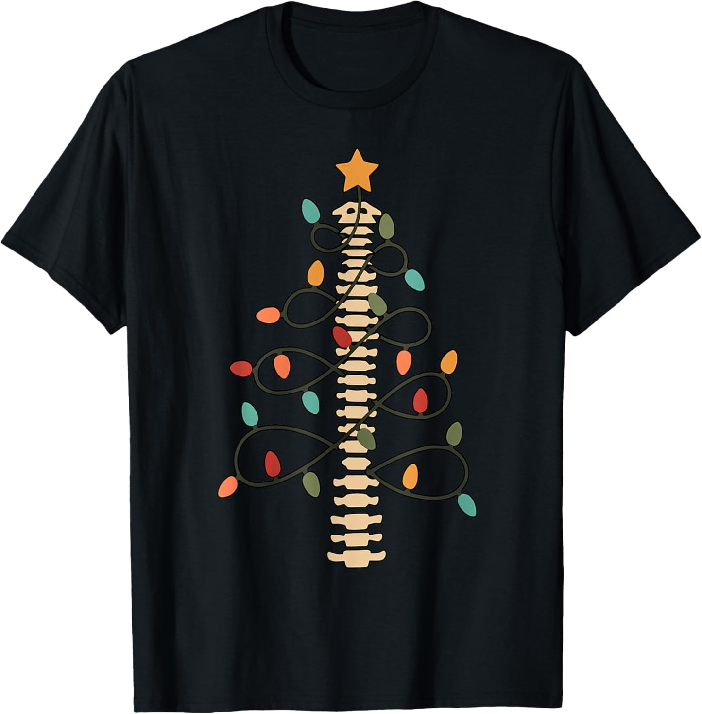 Chiropractor Doctor Christmas Lights Chiropractic Assistant T-Shirt - T-Shirt | Black