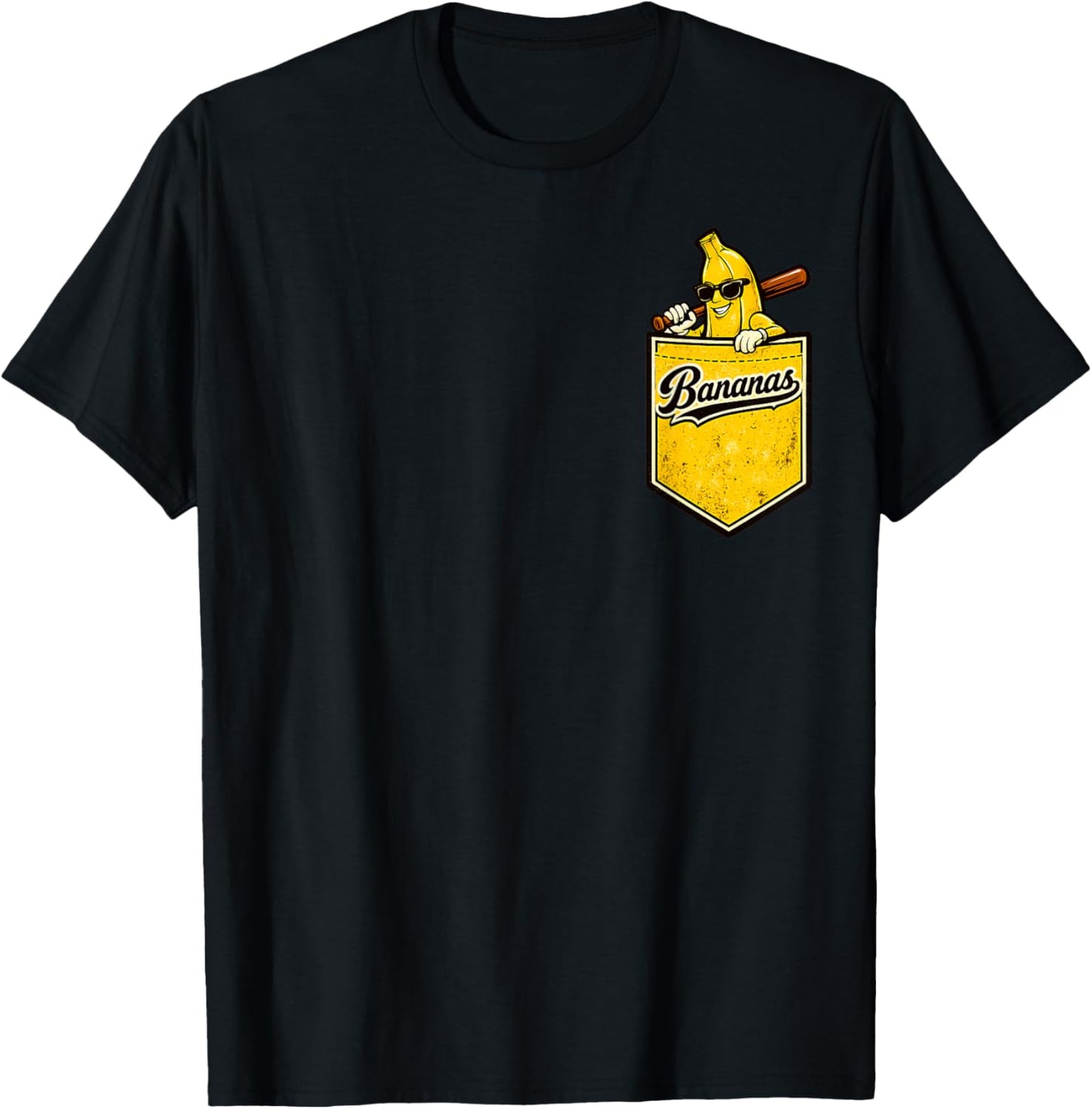 Funny Banana Pocket Fruit Men Women Boys Girls Kids T-Shirt - T-Shirt | Black