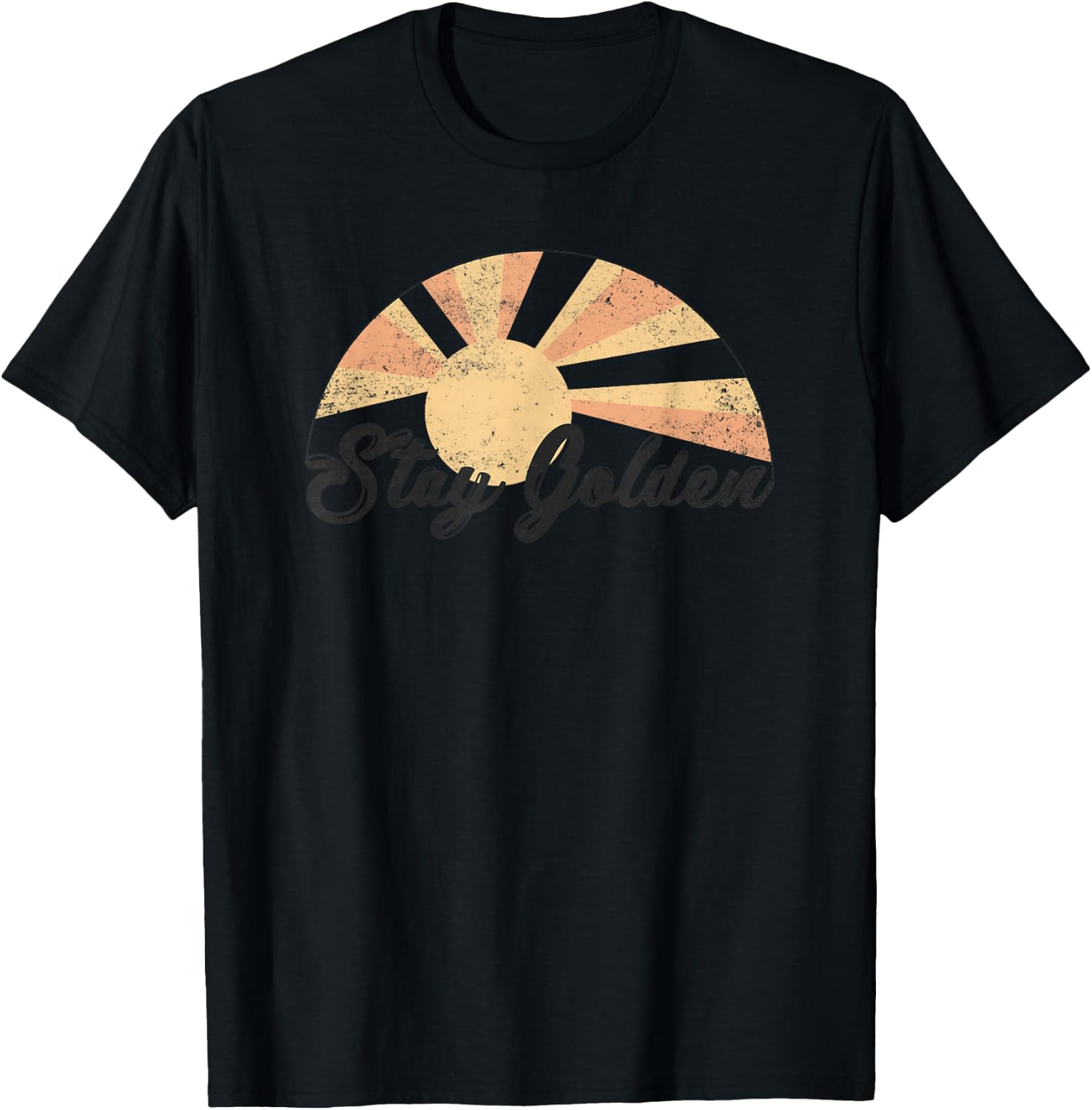 Vintage Stay Golden Positive Sunshine Optimistic Inspire T-Shirt - T-Shirt | Black