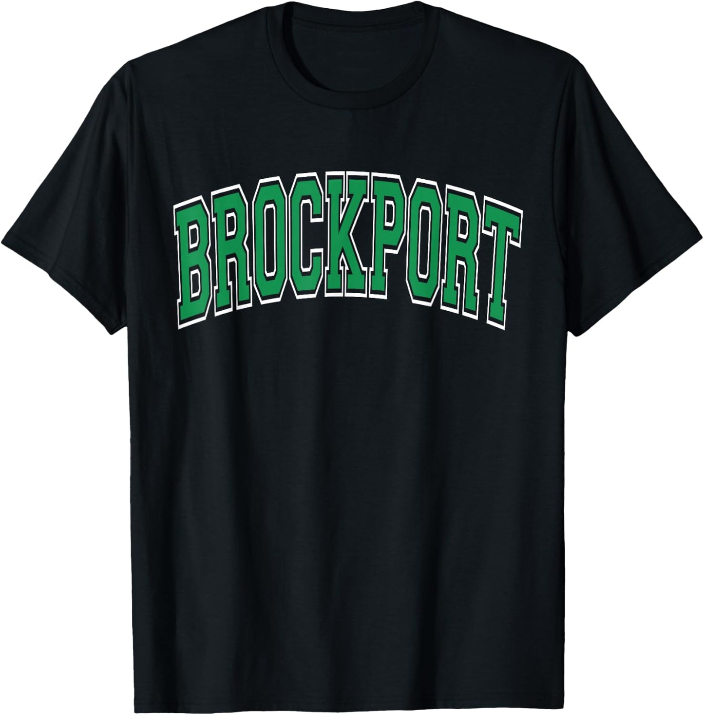 Brockport Arched Green Text T-Shirt - T-Shirt | Black