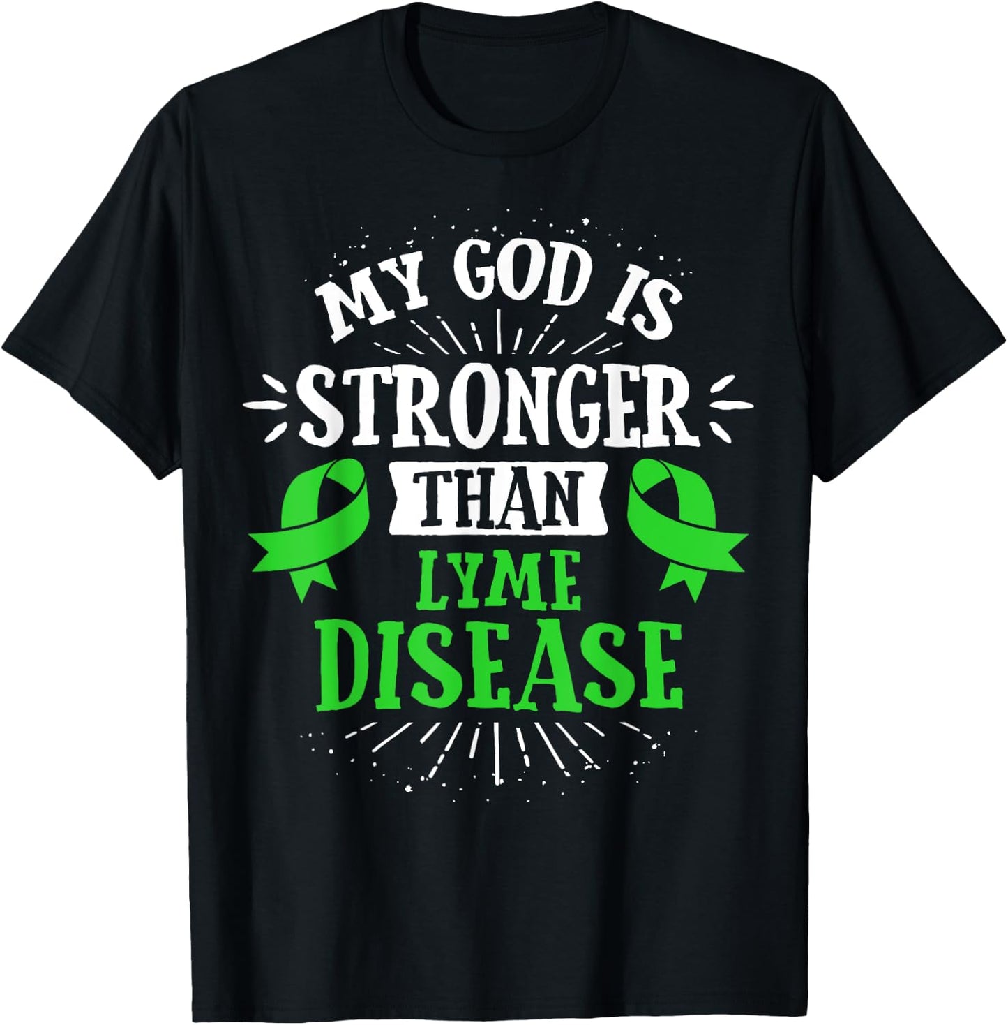 Lime Green Ribbon - Lyme Disease Awareness T Shirt T-Shirt - T-Shirt | Black