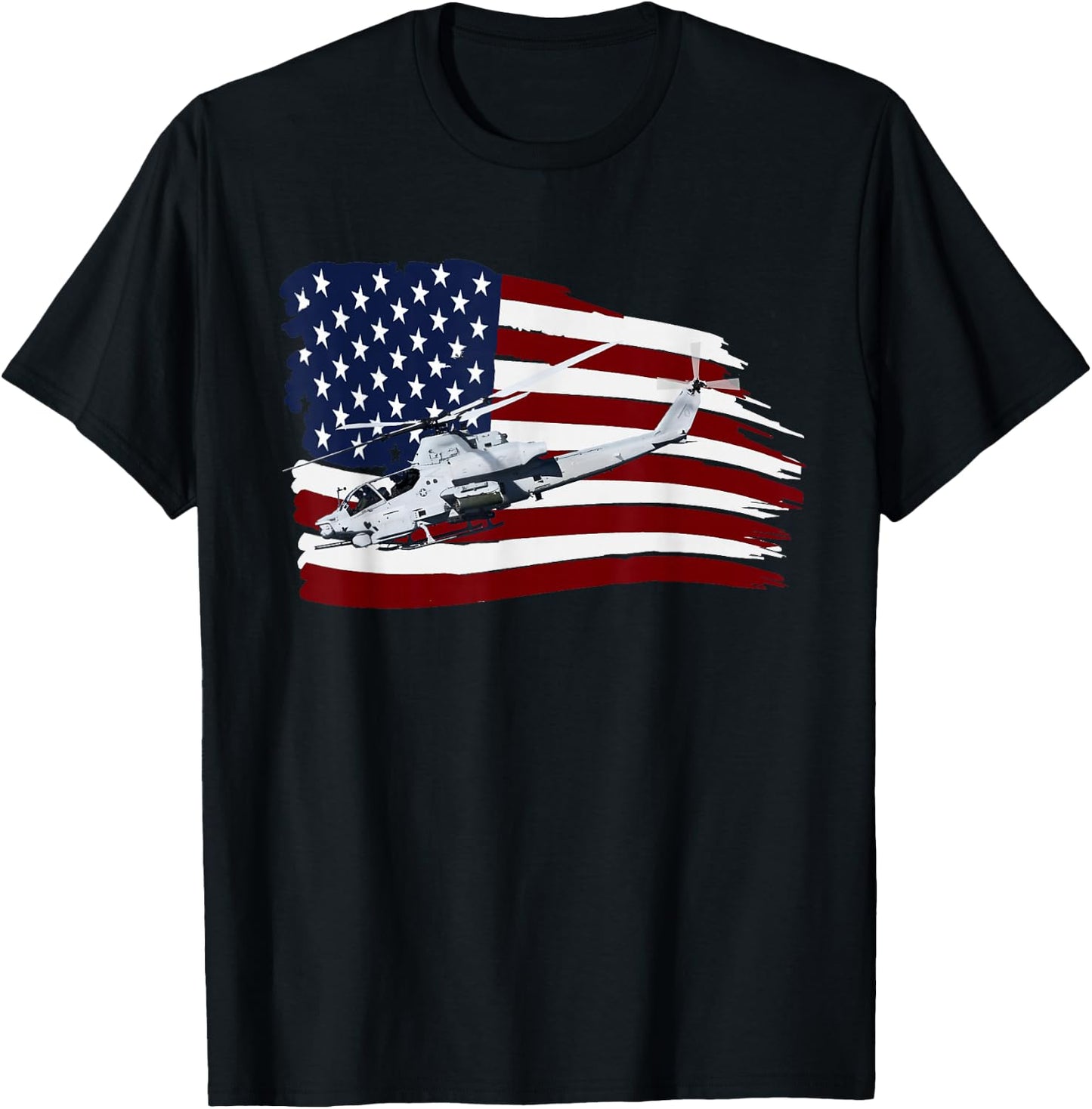 AH-1 COBRA ATTACK HELICOPTER T SHIRT US Flag USA T-Shirt - T-Shirt | Black