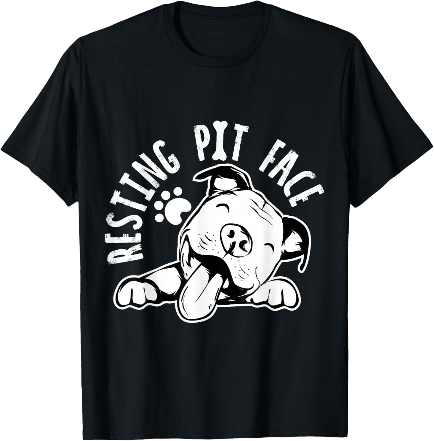 Resting Pit Face | Funny Dog Pitbull Meme Clothing T-Shirt - T-Shirt | Black