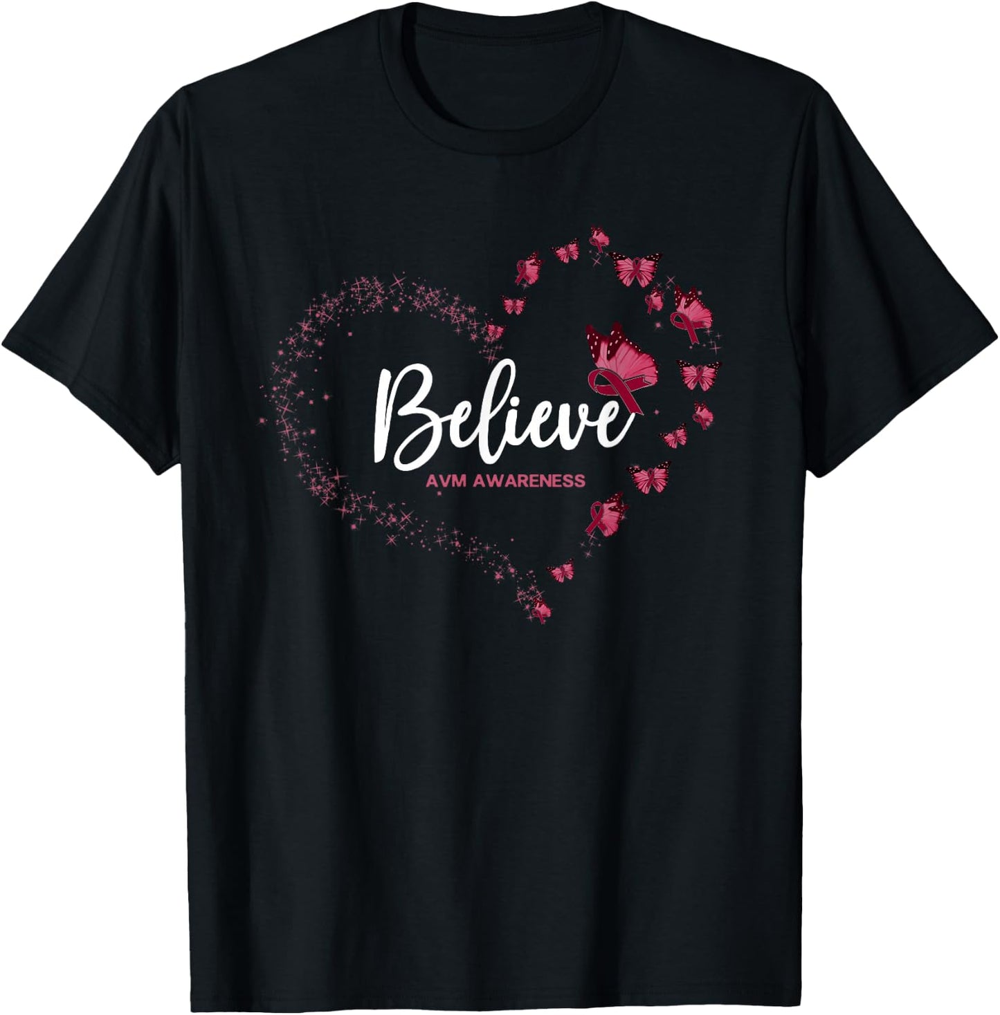 AVM Awareness Butterfly Believe T-Shirt - T-Shirt | Black