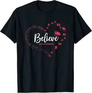 AVM Awareness Butterfly Believe T-Shirt - T-Shirt | Black