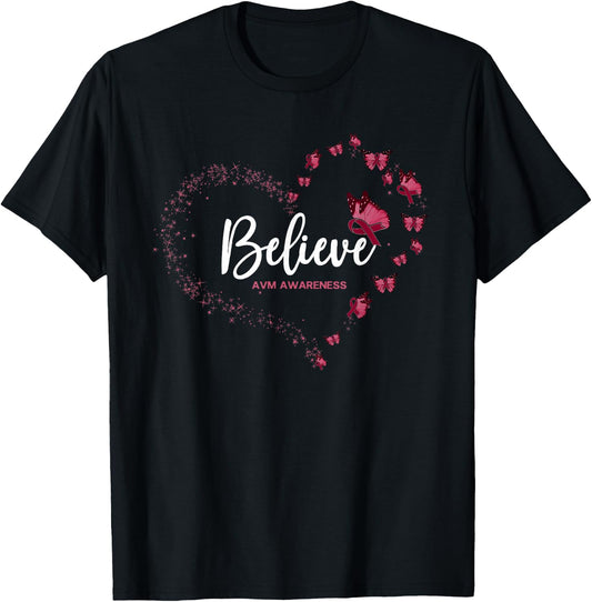 AVM Awareness Butterfly Believe T-Shirt - T-Shirt | Black