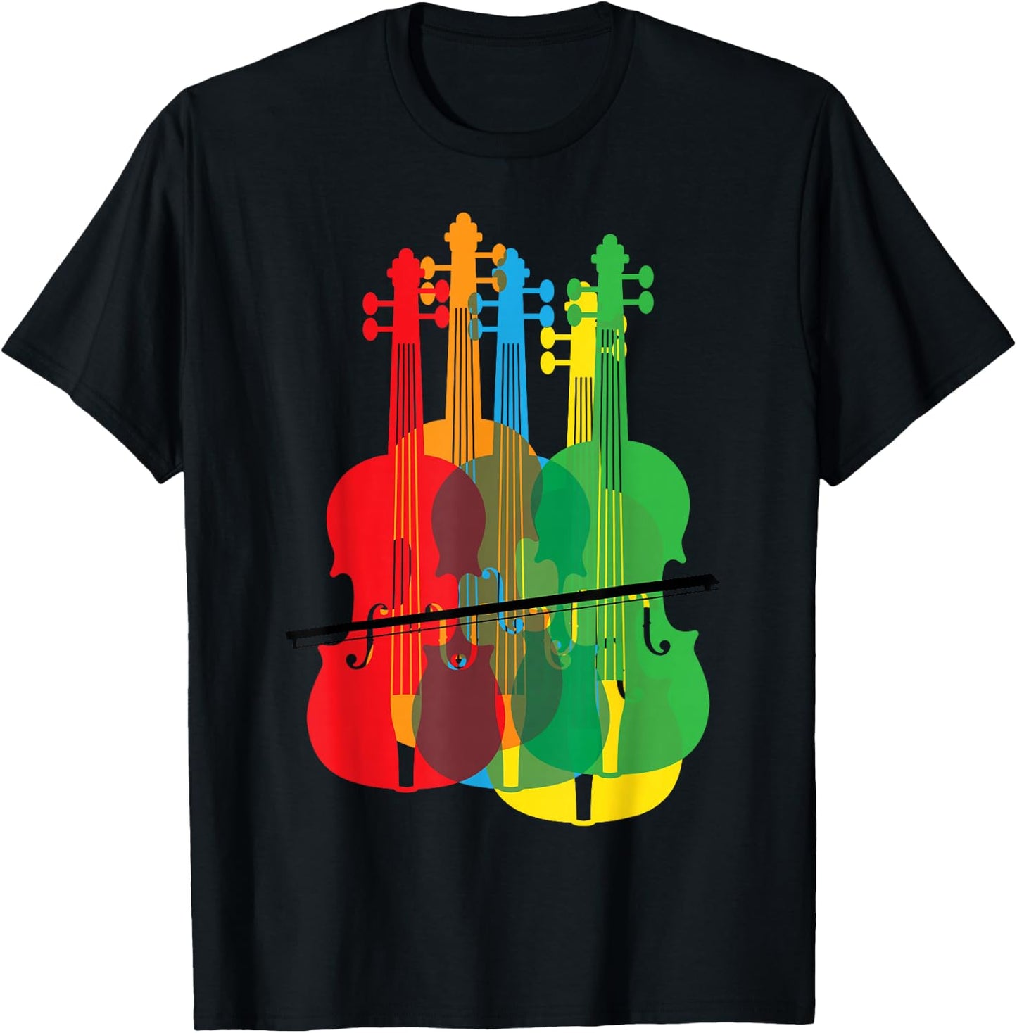 Multicolored Violins Birthday Gift Musicians T-Shirt - T-Shirt | Black