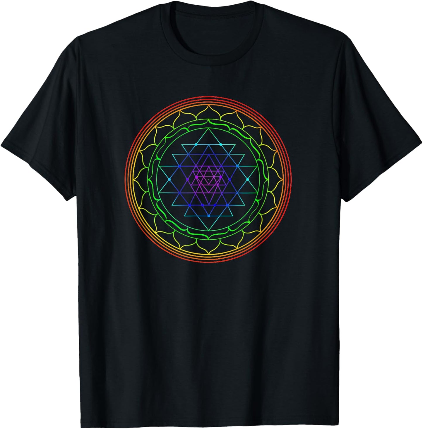 Sri Yantra Mandala Sacred Geometry Spiritual Gift Yoga Lover T-Shirt - T-Shirt | Black