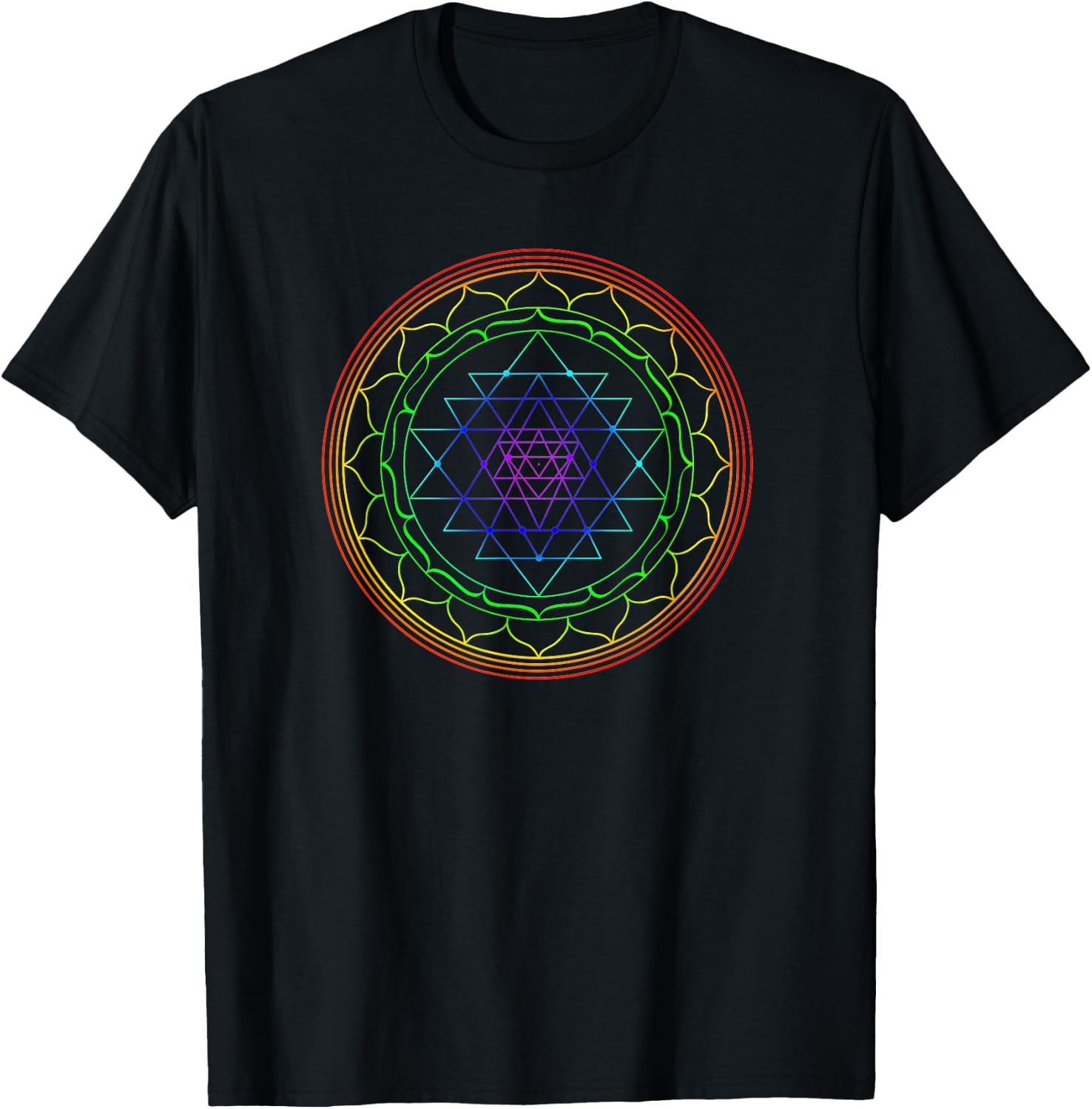 Sri Yantra Mandala Sacred Geometry Spiritual Gift Yoga Lover T-Shirt - T-Shirt | Black