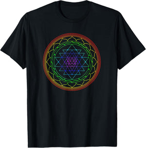 Sri Yantra Mandala Sacred Geometry Spiritual Gift Yoga Lover T-Shirt - T-Shirt | Black