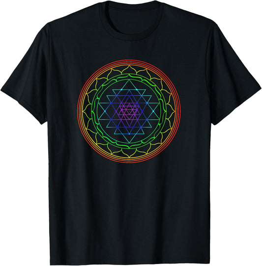 Sri Yantra Mandala Sacred Geometry Spiritual Gift Yoga Lover T-Shirt - T-Shirt | Black