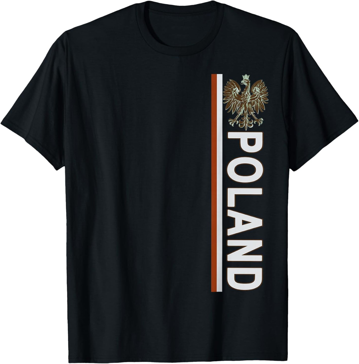 Left-side Distressed-effect Polish Flag & Emblem of Poland T-Shirt - T-Shirt | Black