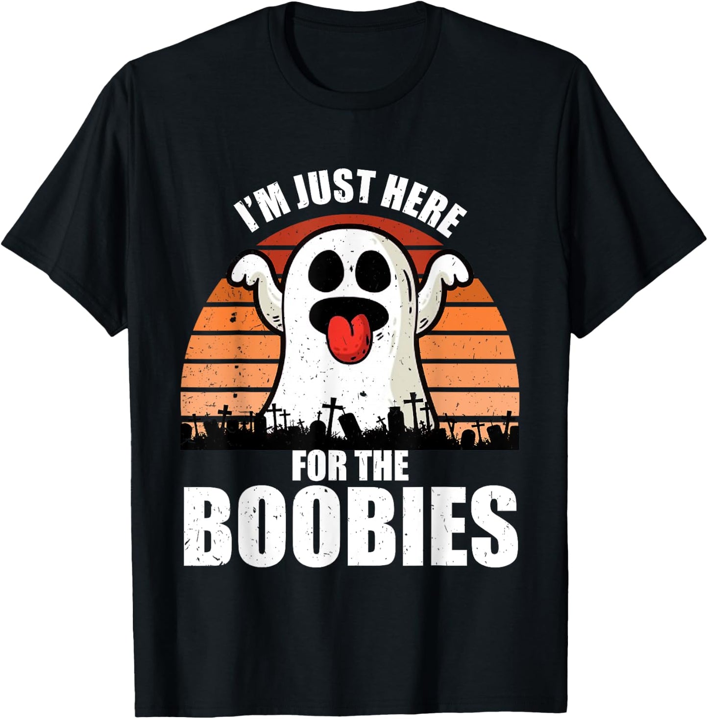 Funny Adult Halloween I'm Just Here for The Boobies T-Shirt - T-Shirt | Black