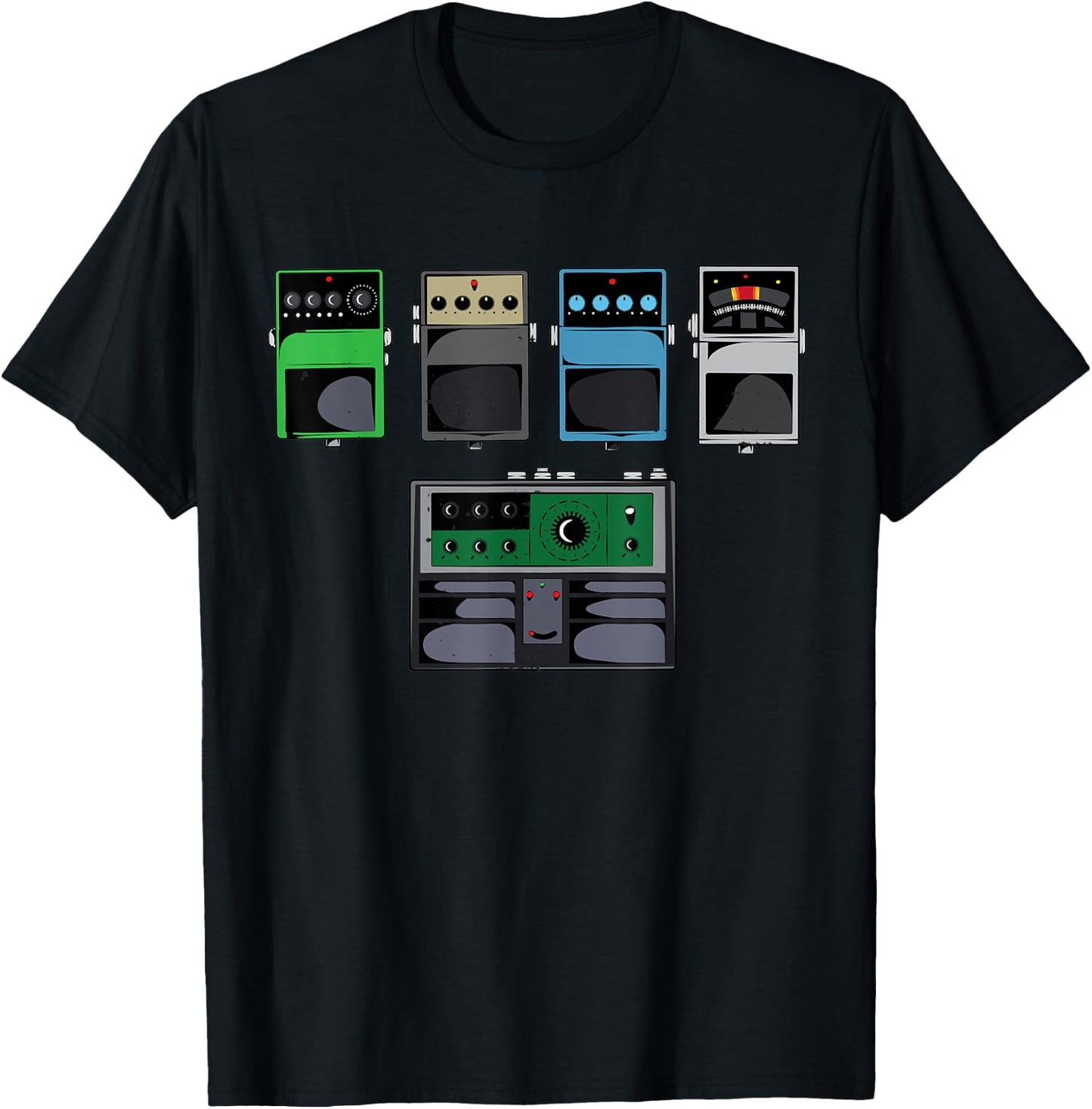 Guitar Pedals T Shirt | Classic Rock Effects Guitarist Gift T-Shirt - T-Shirt | Black