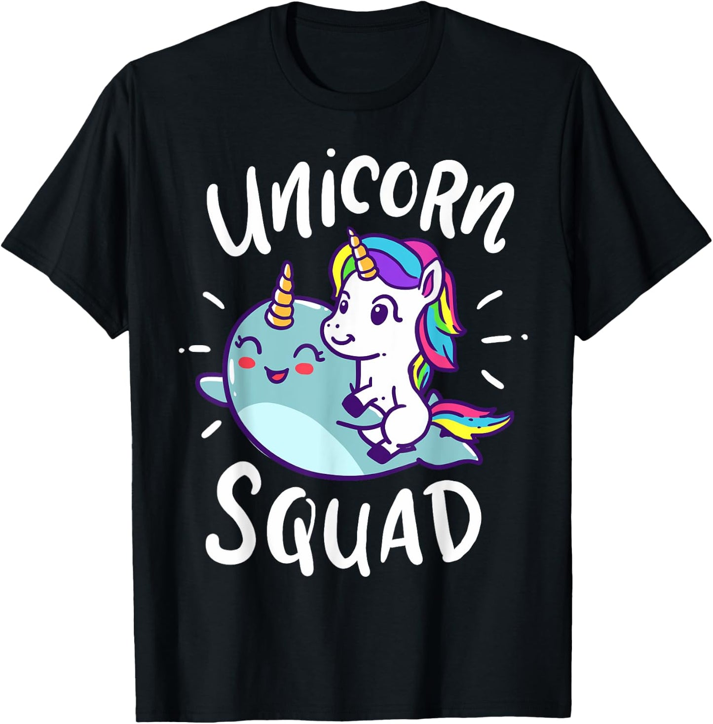 Unicorn Squad Narwhal Funny Cute Birthday Party Present Gift T-Shirt - T-Shirt | Black