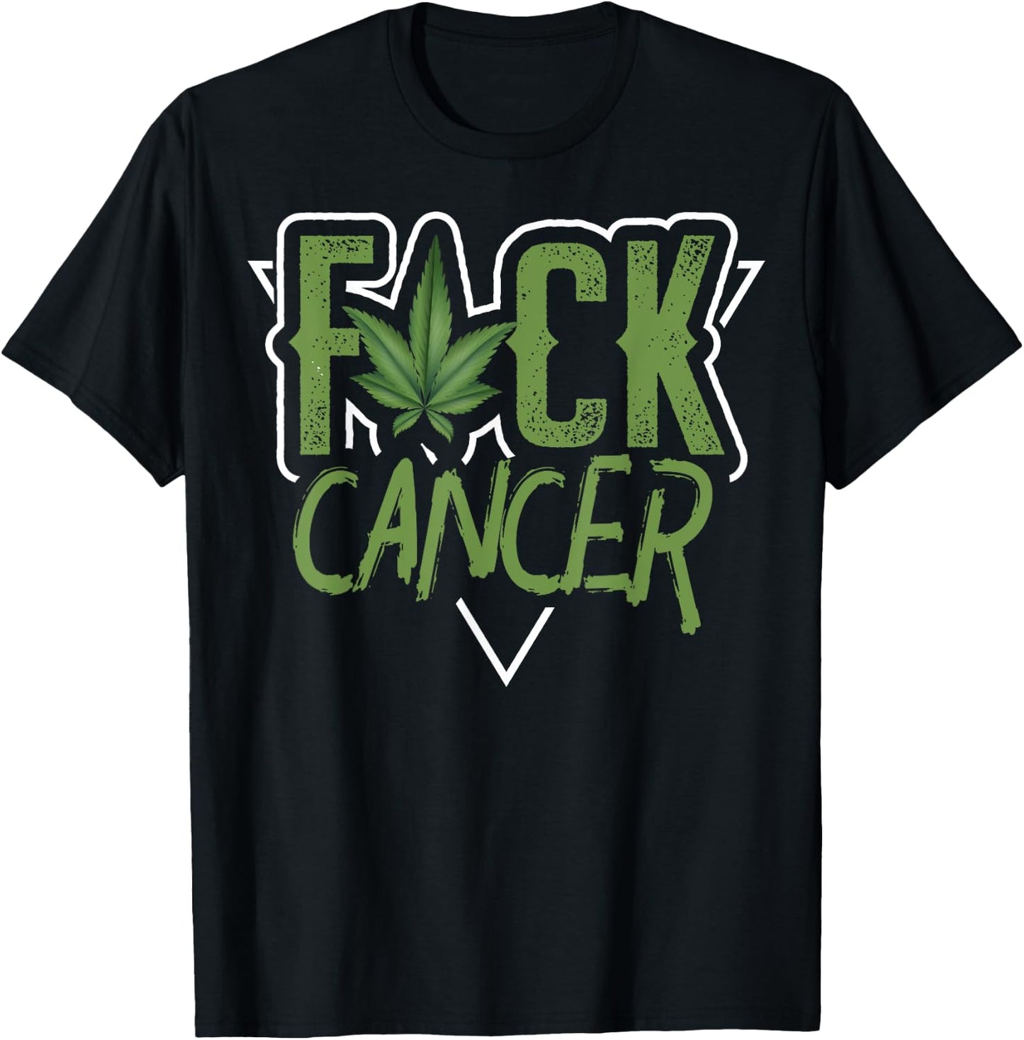 Pot Leaf Cannabis | Fuck Cancer T-Shirt - T-Shirt | Black